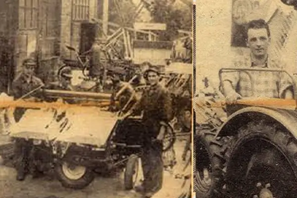 Historisches Bild Mann auf Traktor