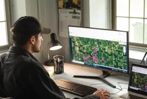 Mann nimmt an Online-Schulung teil