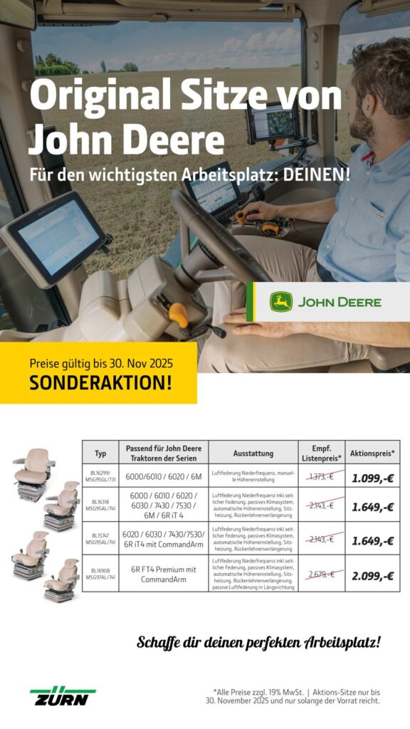 Zürn Sitz Aktion 2025 John Deere Sitze